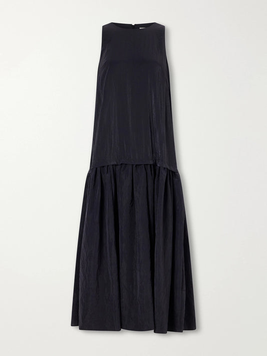 La Ligne Cornelia Pleated Crinkled Shell Midi Dress