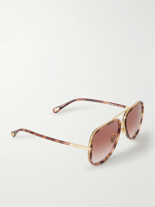 Tubolar Aviator-style Tortoiseshell Acetate Sunglasses