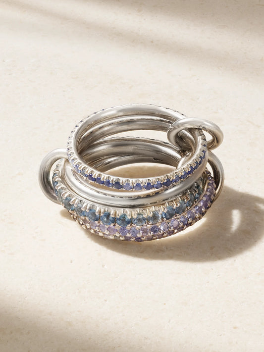 Iris Set Of Four Sterling Silver Multi-stone Rings