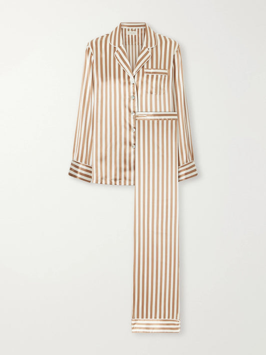 Olivia von Halle Lila Striped Silk-satin Pajama