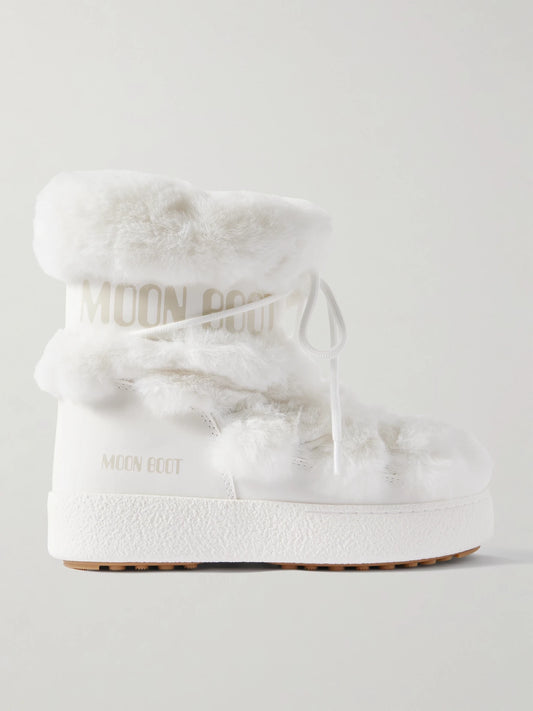 Moon Boot Ltrack Monaco Plush-trimmed Shell And Leather-like Snow Boots