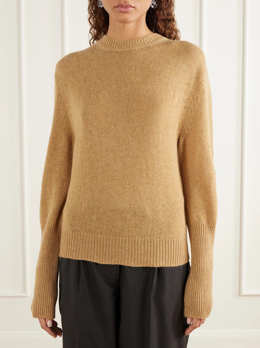 LANVIN Knot-detailed Grosgrain-trimmed Cashmere Sweater