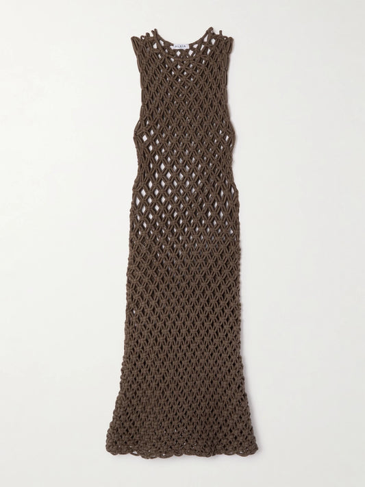 Macramé Cotton-blend Midi Dress