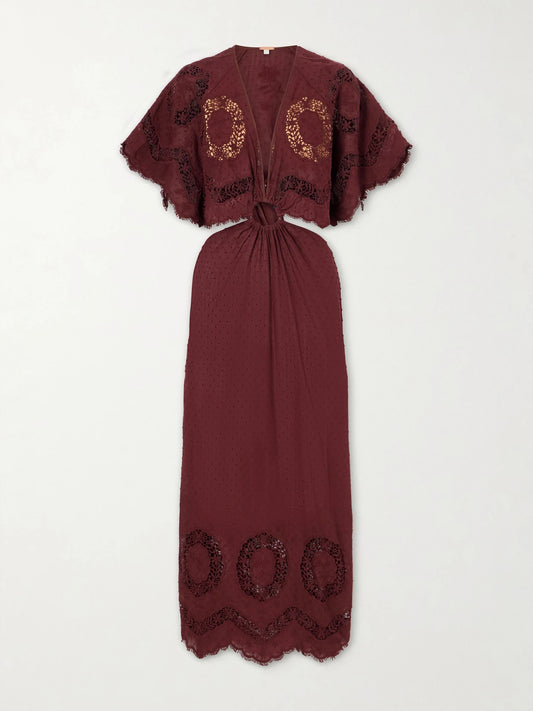 Paradise Crocheted-trimmed Cotton-blend Maxi Dress