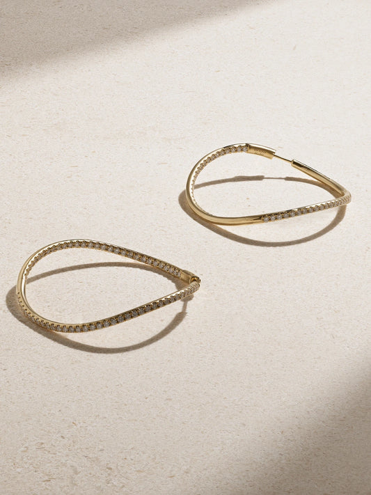 Twisted 18-karat Gold Diamond Hoop Earrings