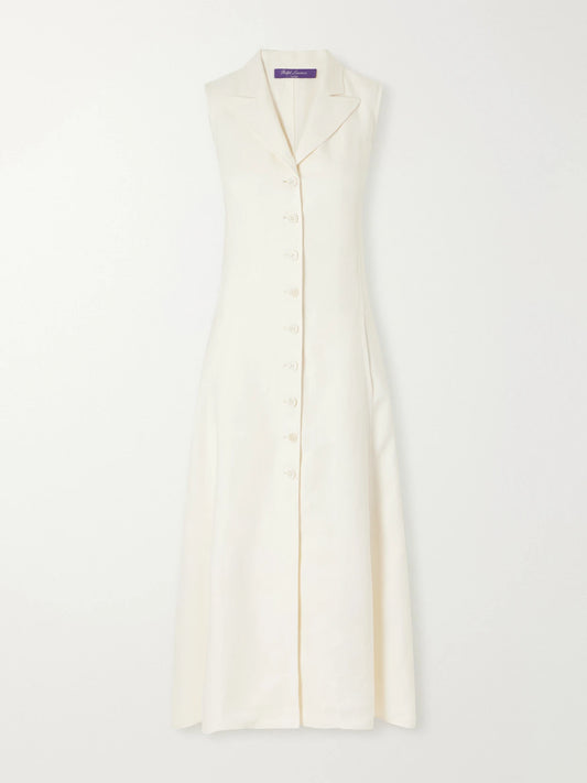 Ralph Lauren Collection Kensley Canvas Silk And Linen-blend Midi Dress