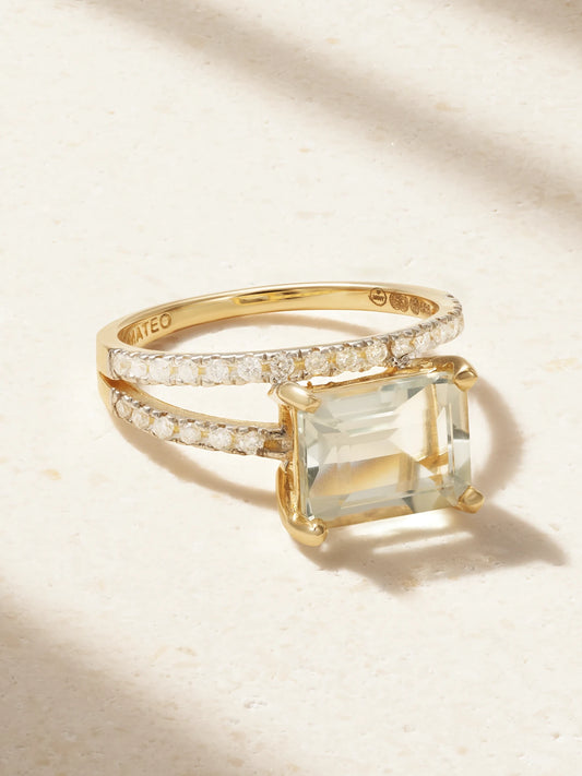 Point Of Focus 14-karat Gold, Amethyst And Diamond Ring