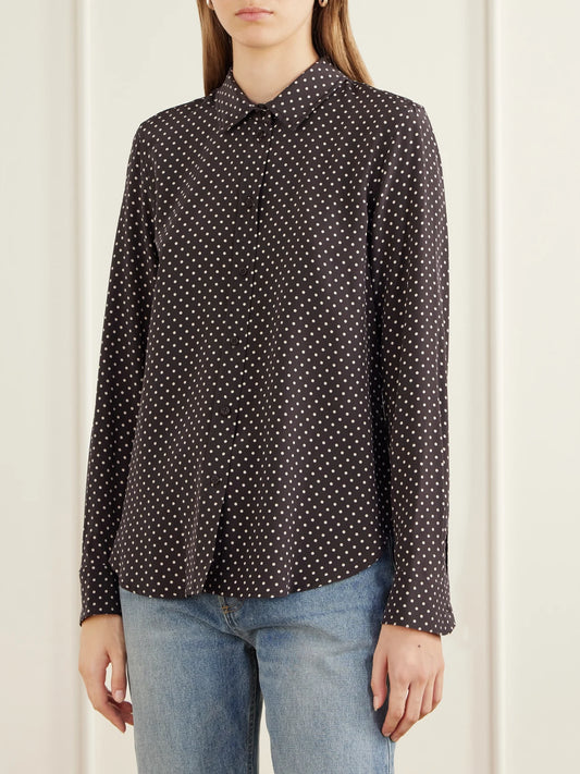 Nili Lotan Gaia Polk-dot Silk-crepe De Chine Shirt