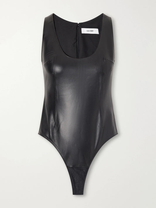 Alex Perry Darted Leather Bodysuit
