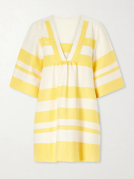 Belkis Striped Cotton Kaftan