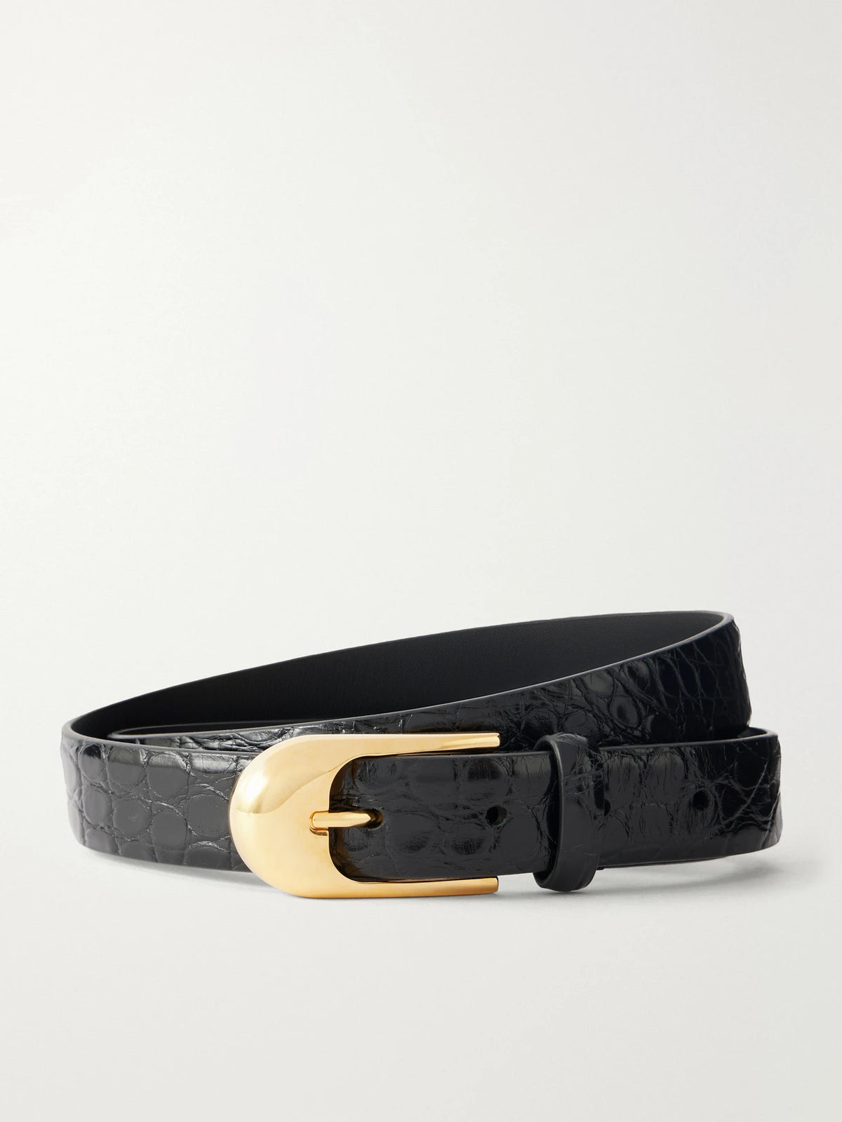 KHAITE Dome Croc-effect Leather Belt