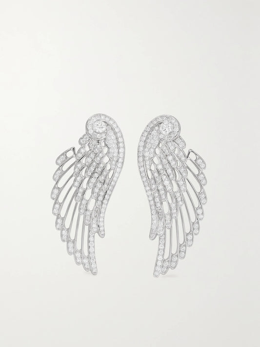 Wings Embrace 18-karat White Gold Diamond Earrings