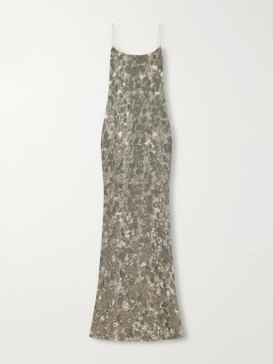 Ilkyaz Ozel Embellished Silver-tone Organza Gown