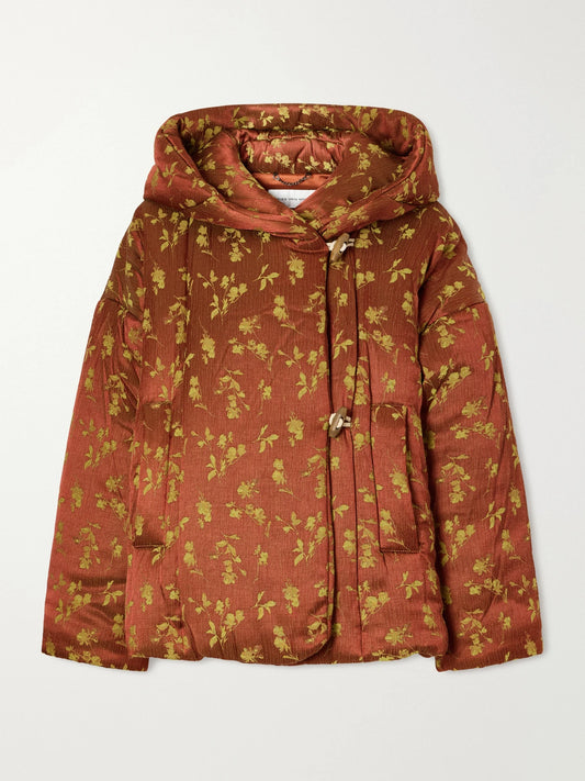Dries Van Noten Hooded Padded Floral-jacquard Jacket