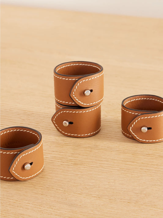 Wyatt Set Of Four Leather Napkin Rings