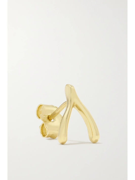 Mini Wishbone 18-karat Gold Earrings