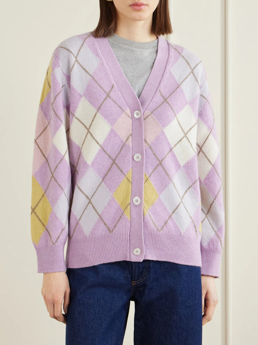 Argyle Wool Cardigan