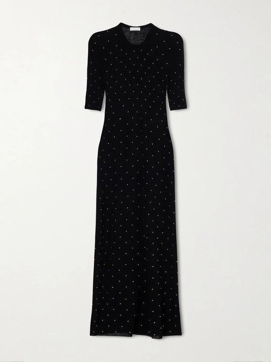 Studded Wool-blend Midi Dress
