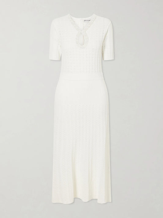 Embellished Crochet-knit Midi Dress