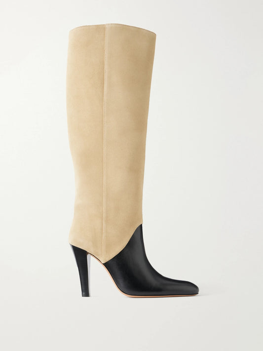 JUDE Edita 100 Two-tone Leather And Suede Knee Boots