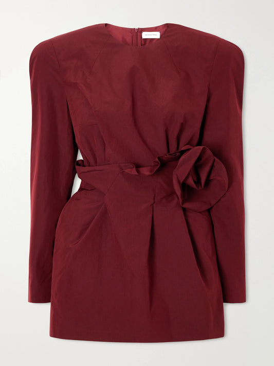 Magda Butrym Floral-appliquéd Cotton And Silk-blend Mini Dress