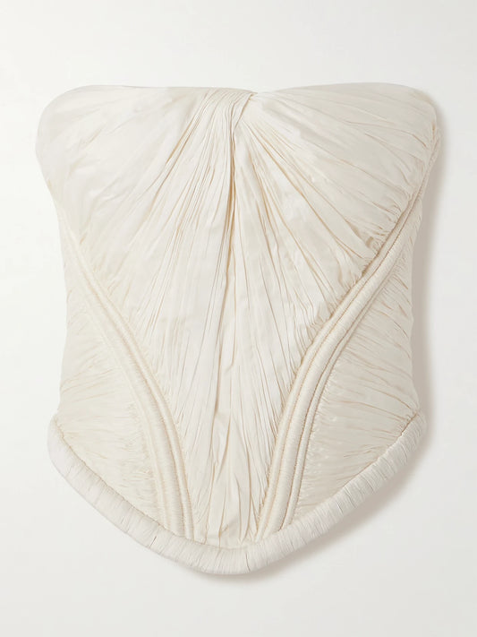 Priscilla Strapless Gathered Taffeta Bustier Top