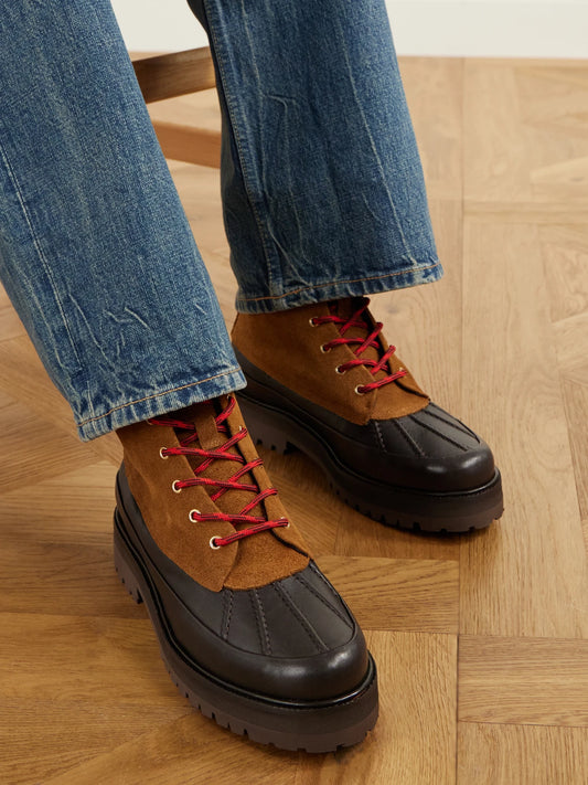 Varley Silo Two-tone Leather-trimmed Suede Ankle Boots