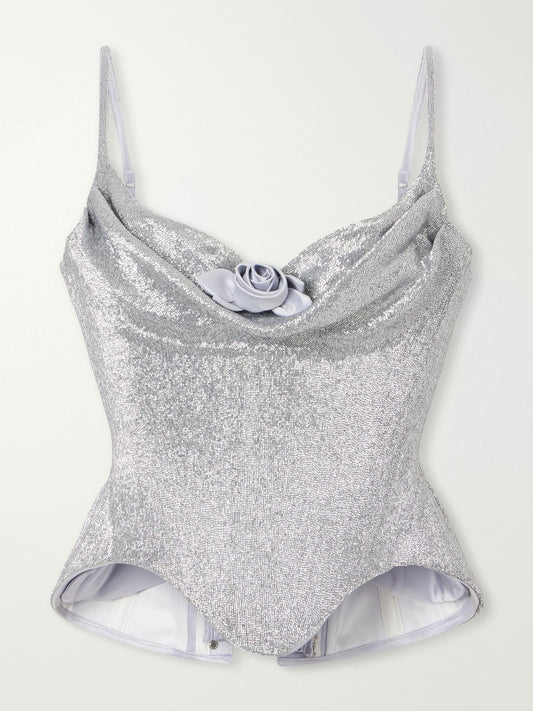 Wiederhoeft Valerie Bead-embellished Satin Top
