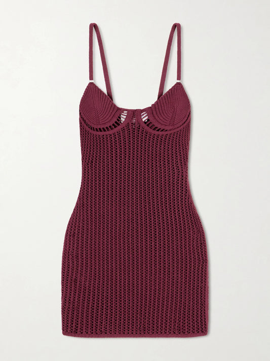 Crochet Cotton-blend Mini Dress
