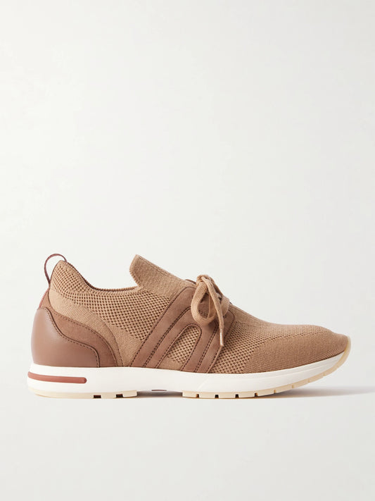 Loro Piana 360 Lp Flexy Walk Suede And Leather-trimmed Wool Sneakers