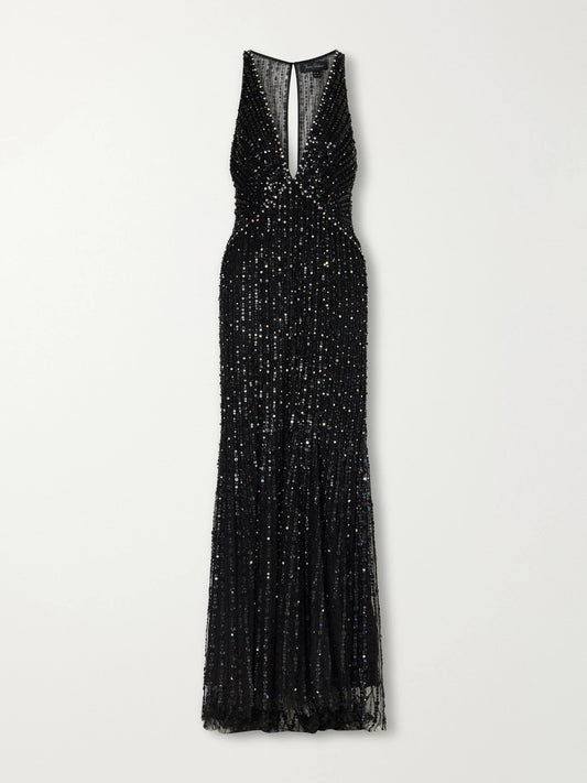 Jenny Packham Atlas Embellished Cut-out Satin Gown