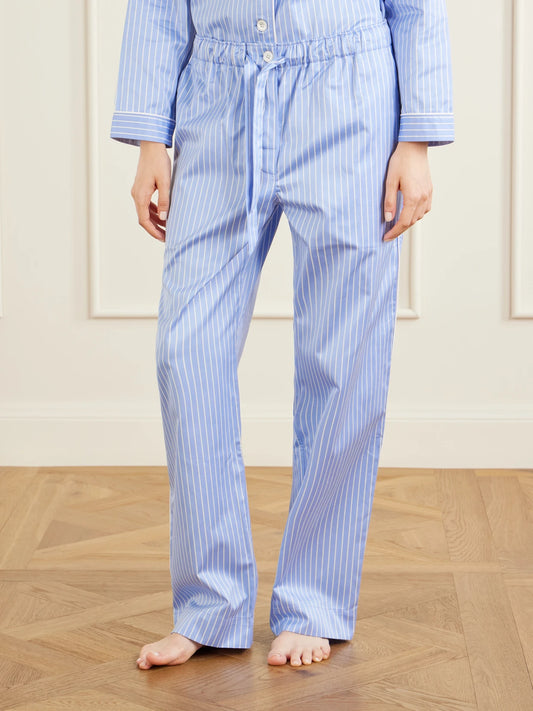 Sateen Striped Cotton-poplin Pajama Pants