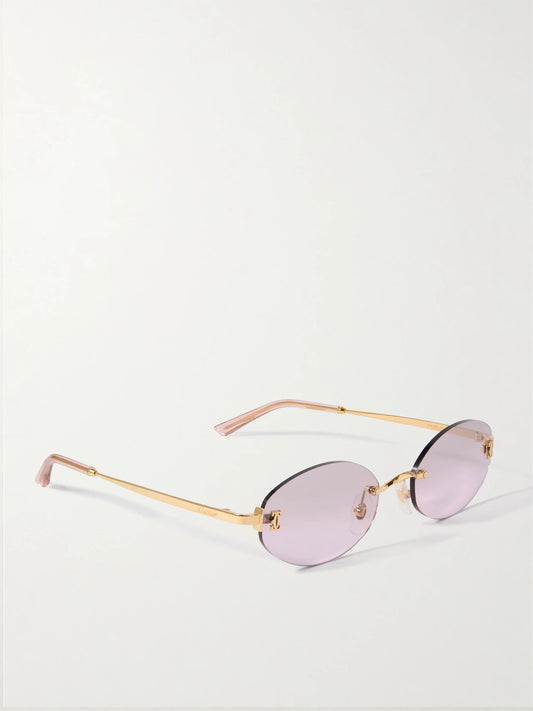 Double C Rimless Oval-frame Gold-tone Sunglasses