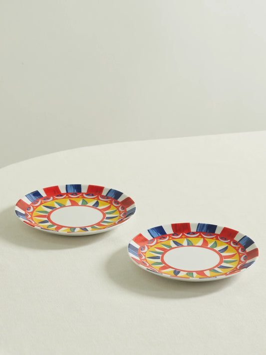 Set Of Two Printed Porcelain Dessert Plates