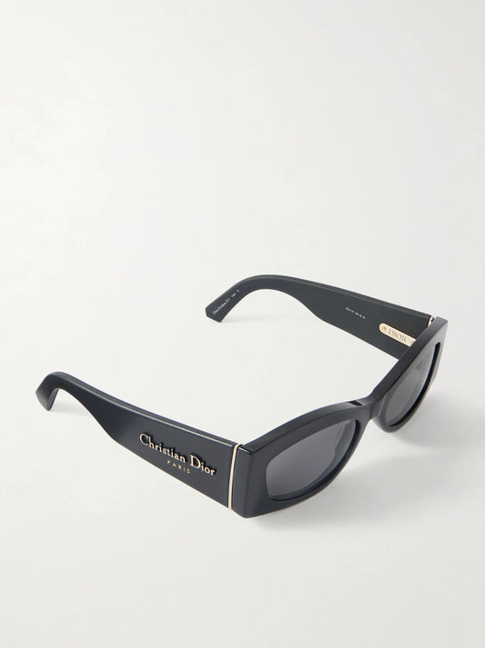 Diorombre S1i Rectangular-frame Leather-trimmed Acetate Sunglasses