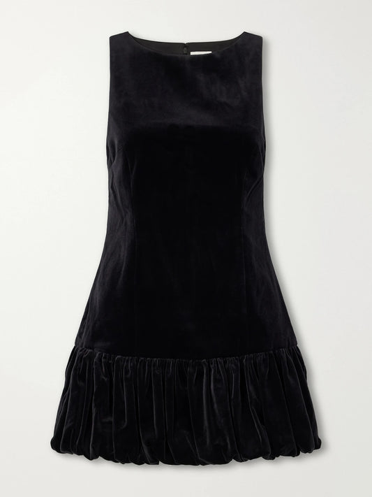 Posse Dean Gathered Darted Cotton-velvet Mini Dress