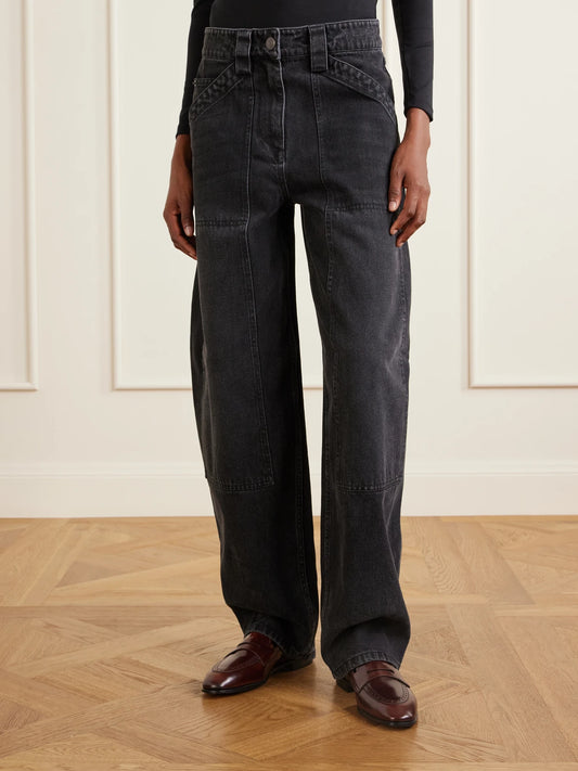 Paneled High-rise Wide-leg Balloon Jeans