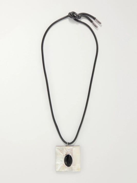 Julietta Chamonix Rhodium-plated, Onyx And Mother-of-pearl Cord Necklace