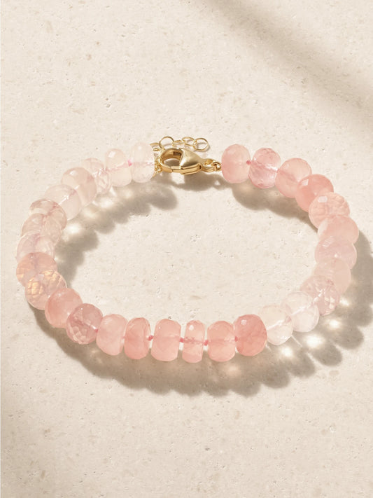 JIA JIA Oracle 18-karat Gold Rose Quartz Beaded Bracelet