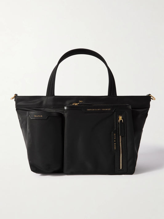 Leather-trimmed Econyl Tote Bag