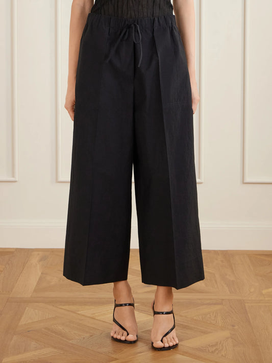 Wide Summer Cotton-blend Wide-leg Pants