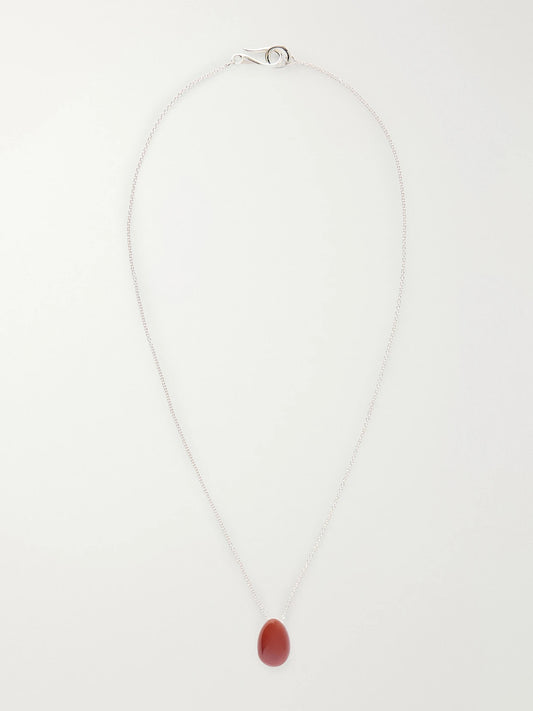 Tiny Egg Silver And Carnelian Pendant