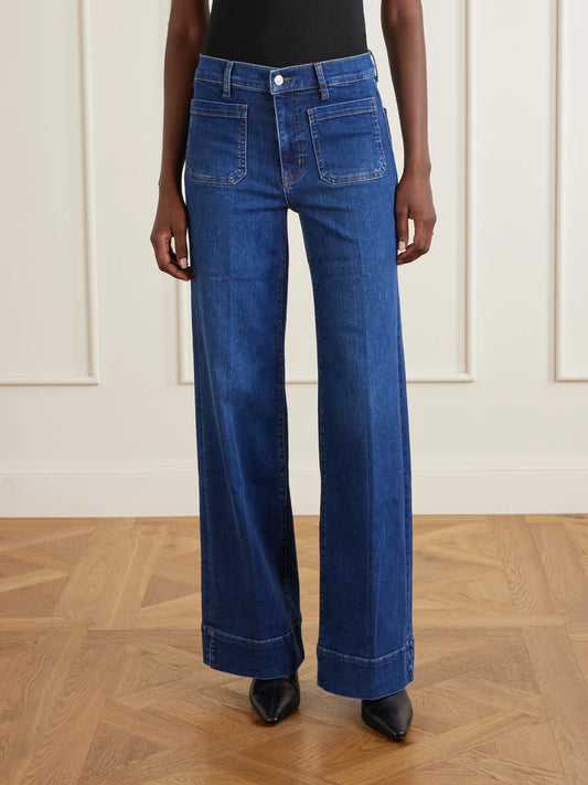 FRAME Le Slice Slim Palazzo Long High-rise Wide-leg Jeans