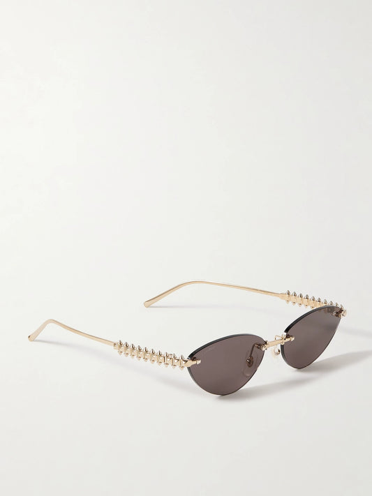 Clash De Cartier Rimless Cat-eye Gold-tone Sunglasses