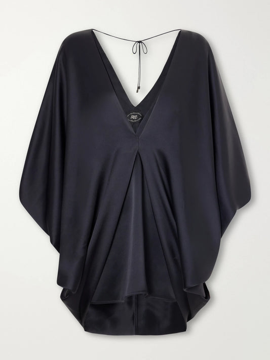 Taller Marmo Butterfly Cape-effect Satin Mini Dress