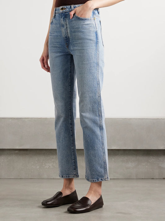 Abigail Stretch Cropped High-rise Straight-leg Jeans