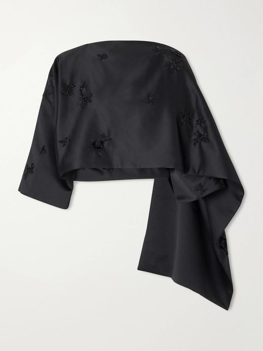 BERNADETTE Leo Cropped Embellished Crepe Cape
