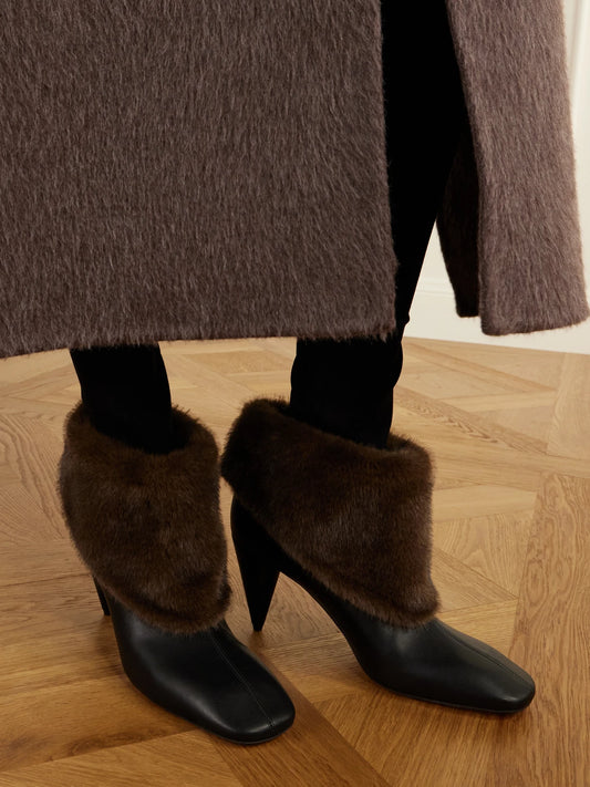 Stella McCartney Shoeboot 80 Plush-trimmed Vegetarian Material Ankle Boots