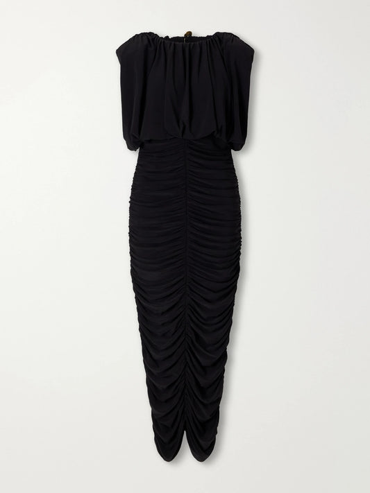 Aje Lunaria Gathered Belted Jersey Midi Dress