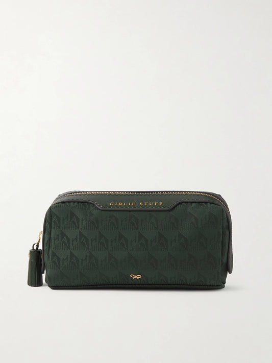 Girlie Stuff Textured Leather-trimmed Econyl-jacquard Cosmetics Case